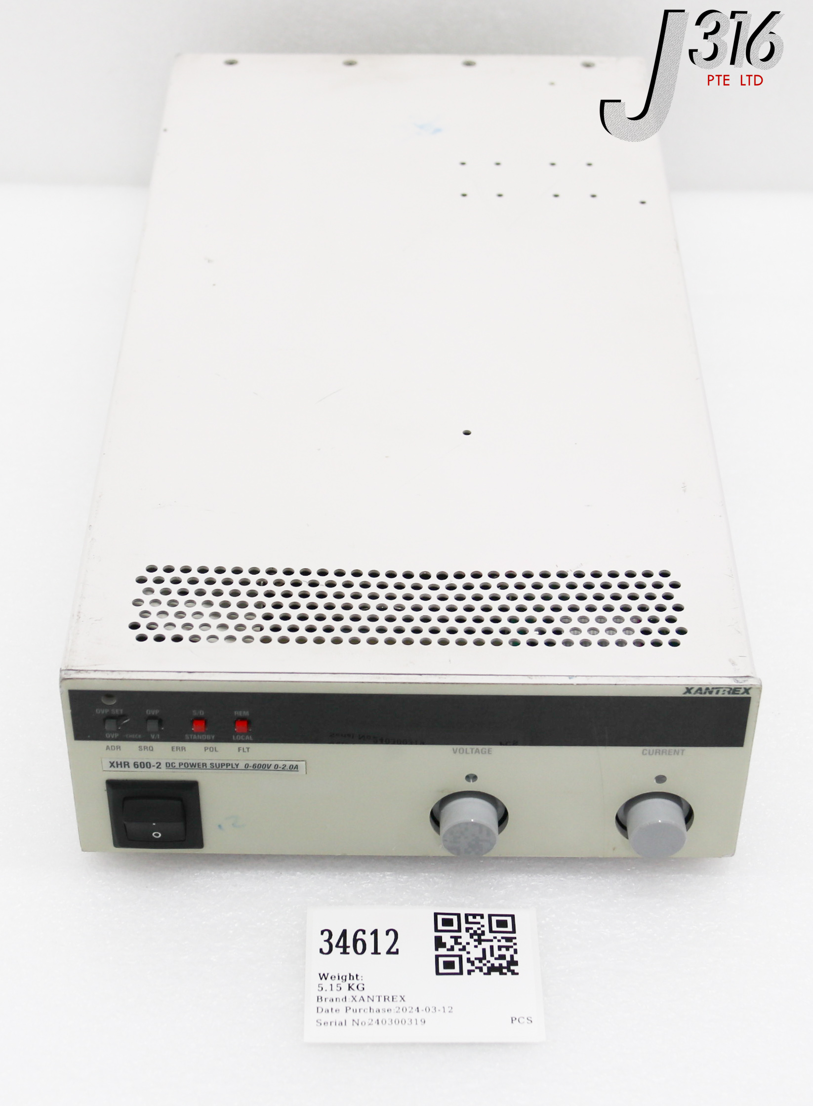 34612 XANTREX PROGMABLE DC PS. 600V 2A, AMAT 1140-00152 PARTS XHR